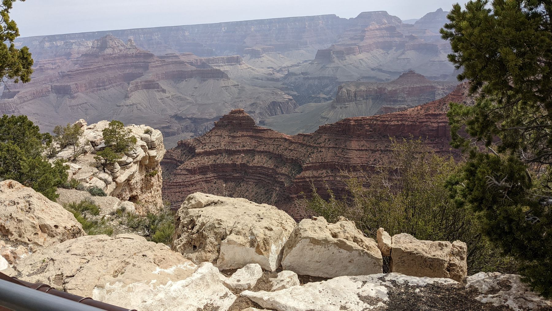 Layered red and tan canyon walls seen from the South Rim