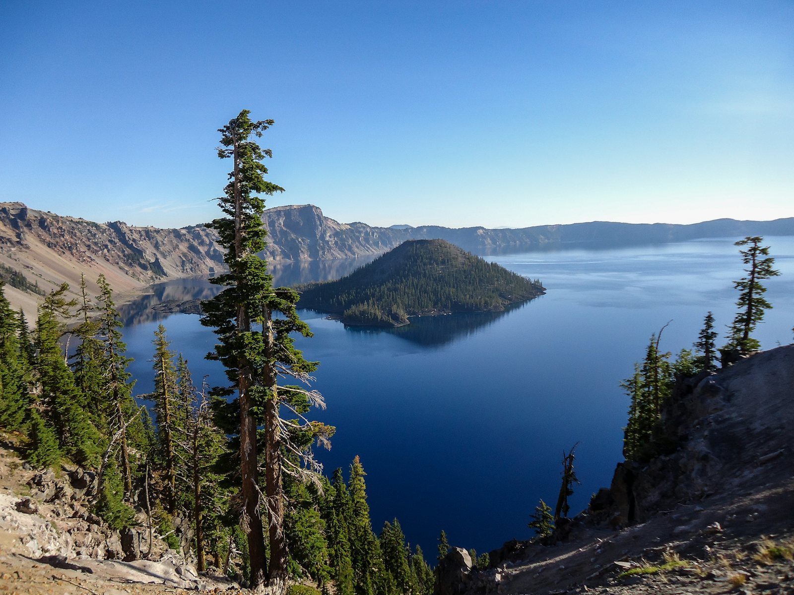 Wizard Island on a calm morning, Crater Lake National Park