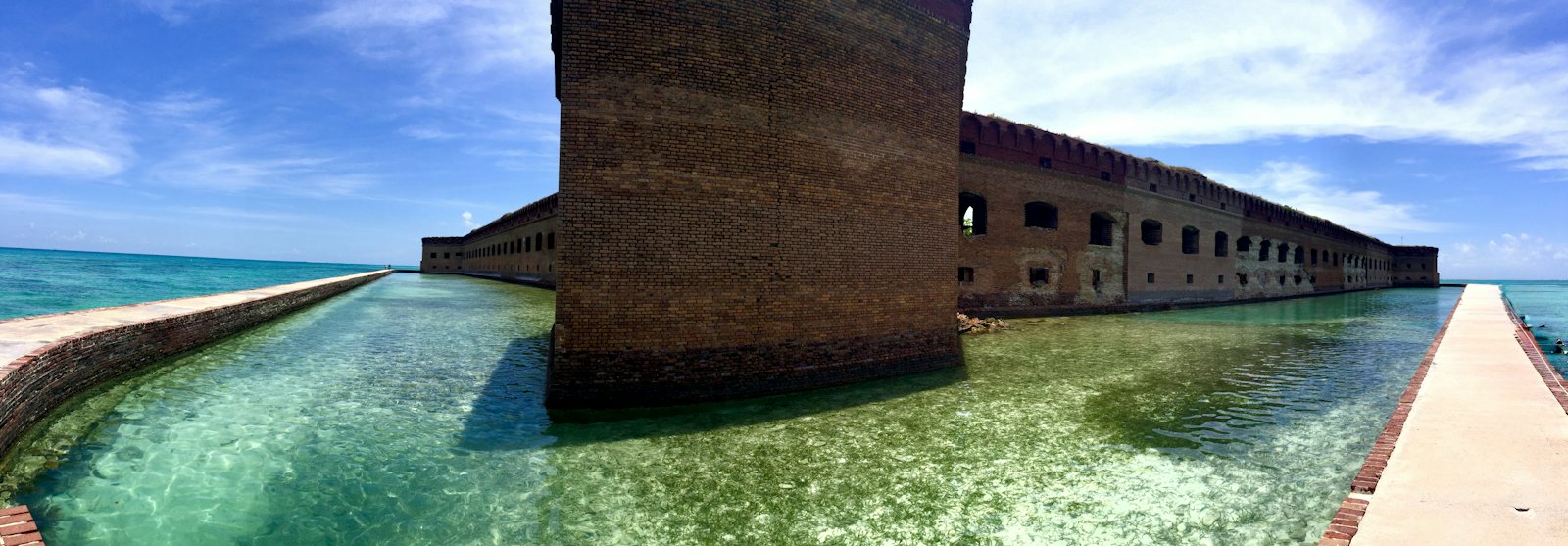Fort Jefferson is a former U.S. military coastal fortress in the Dry Tortugas National Park of Florida. It is the largest brick masonry stru